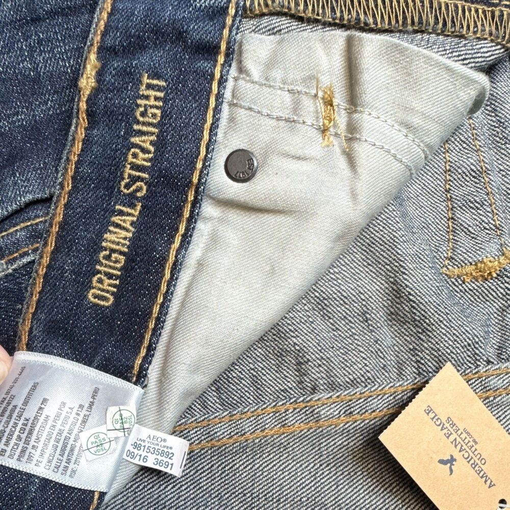American Eagle Outfitters Original Straight Heritage Jean Medium Wash 34x34 9/16 - Picture 4 of 9